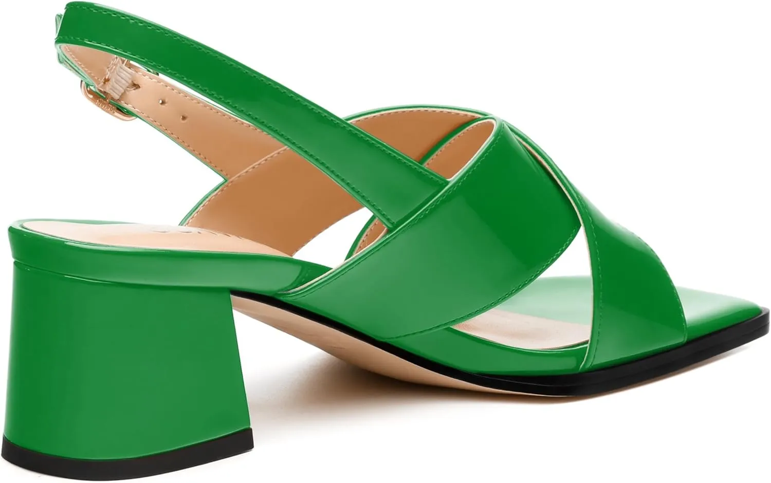 Women's Low Chunky Heel Sandals, Square Toe Slingback with Adjustable Buckle, Solid Color Heels for Weddings, Parties and Daily Wear, Fashion Sandals for Women
