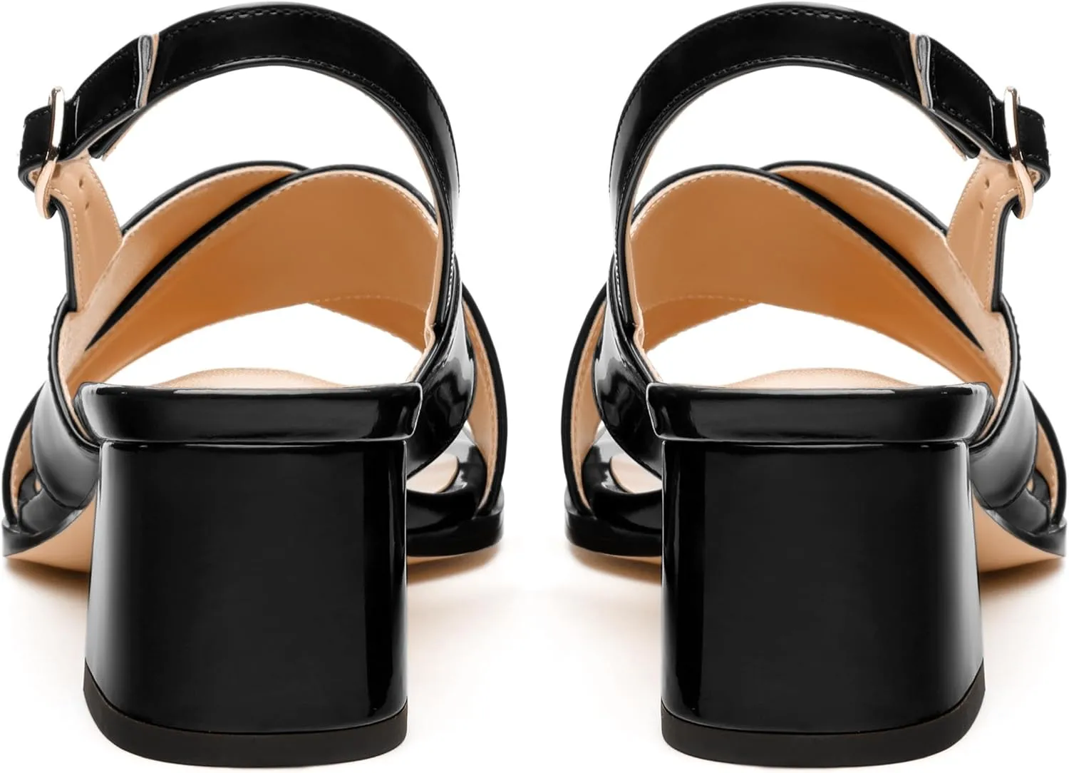 Women's Low Chunky Heel Sandals, Square Toe Slingback with Adjustable Buckle, Solid Color Heels for Weddings, Parties and Daily Wear, Fashion Sandals for Women