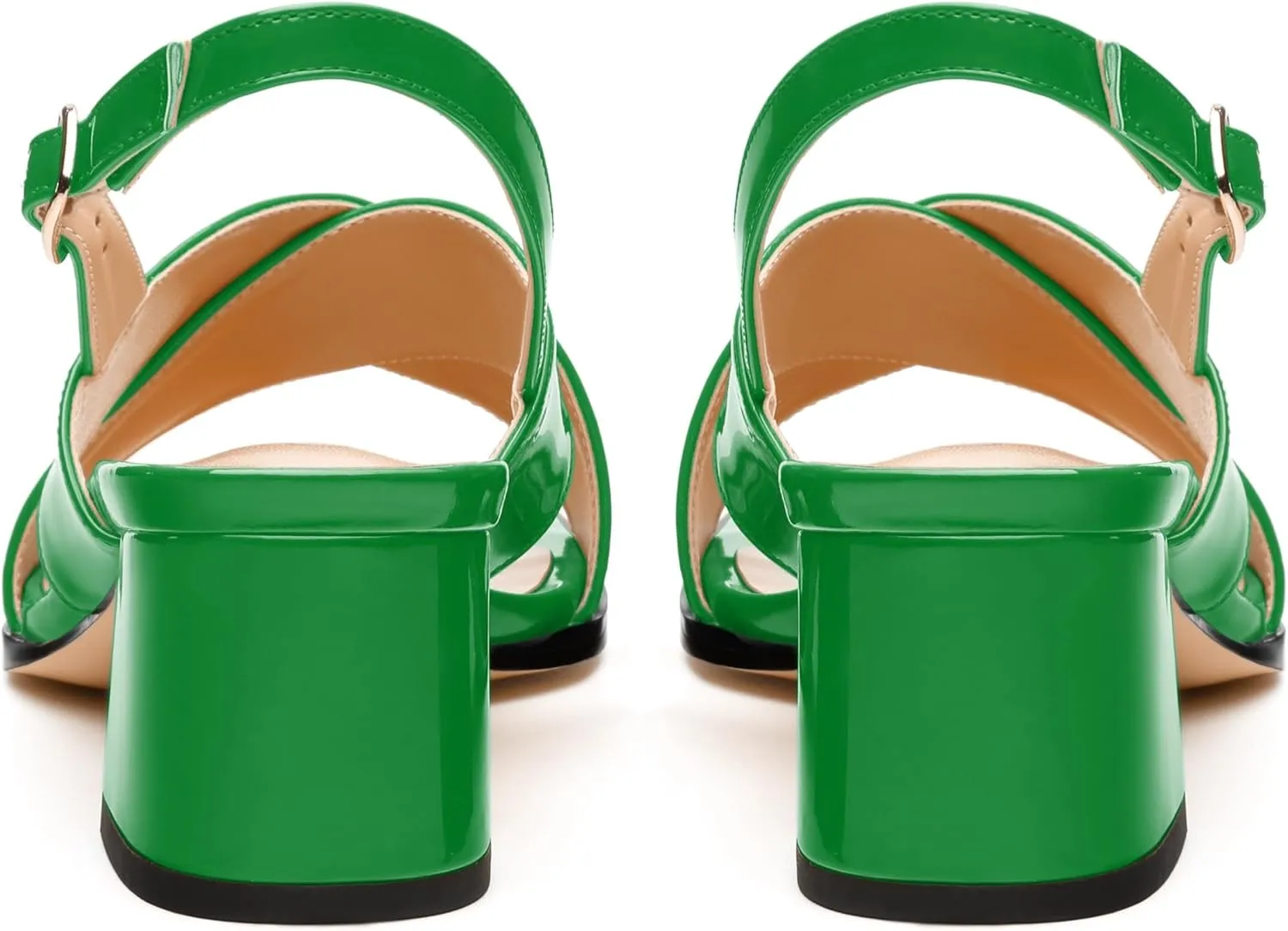 Women's Low Chunky Heel Sandals, Square Toe Slingback with Adjustable Buckle, Solid Color Heels for Weddings, Parties and Daily Wear, Fashion Sandals for Women