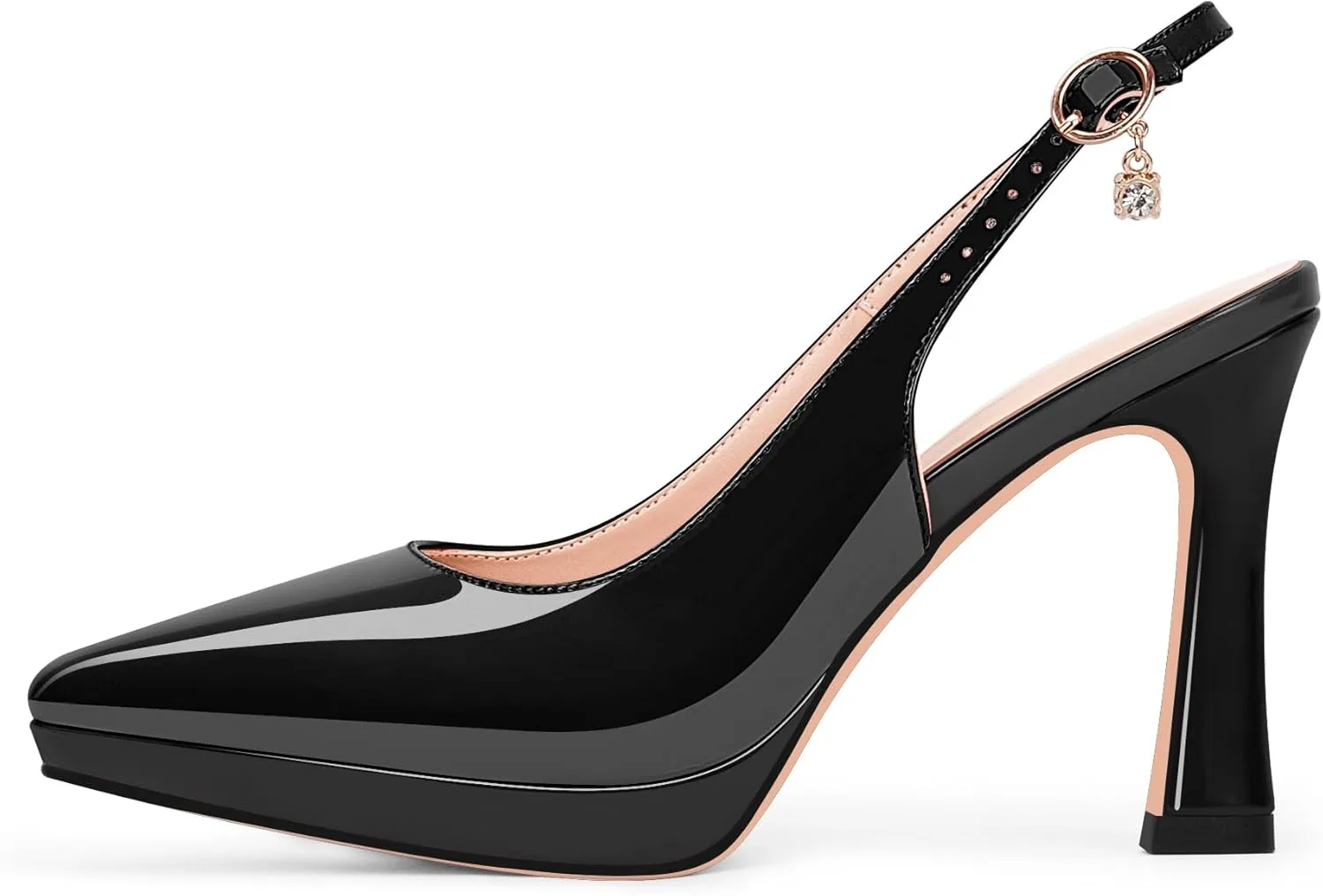 Women's Platform Slingback Closed Pointed Toe High Heel Pumps Slip On Party Dress Shoes