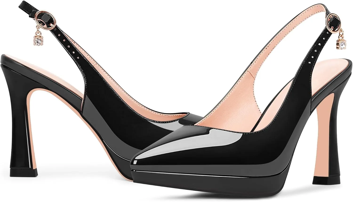 Women's Platform Slingback Closed Pointed Toe High Heel Pumps Slip On Party Dress Shoes