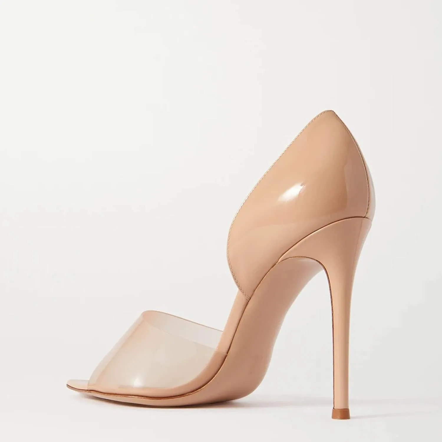Women's Pointed Open Toe Stiletto High Heels Sandals,Geometric Patent Leather Back Slippers for Sexy Ladies,Peek Arch Slip on Mules with Daily Work Girls,Translucent PVC Strappy for Bridal Wedding Masquerade Event Size US 4-16
