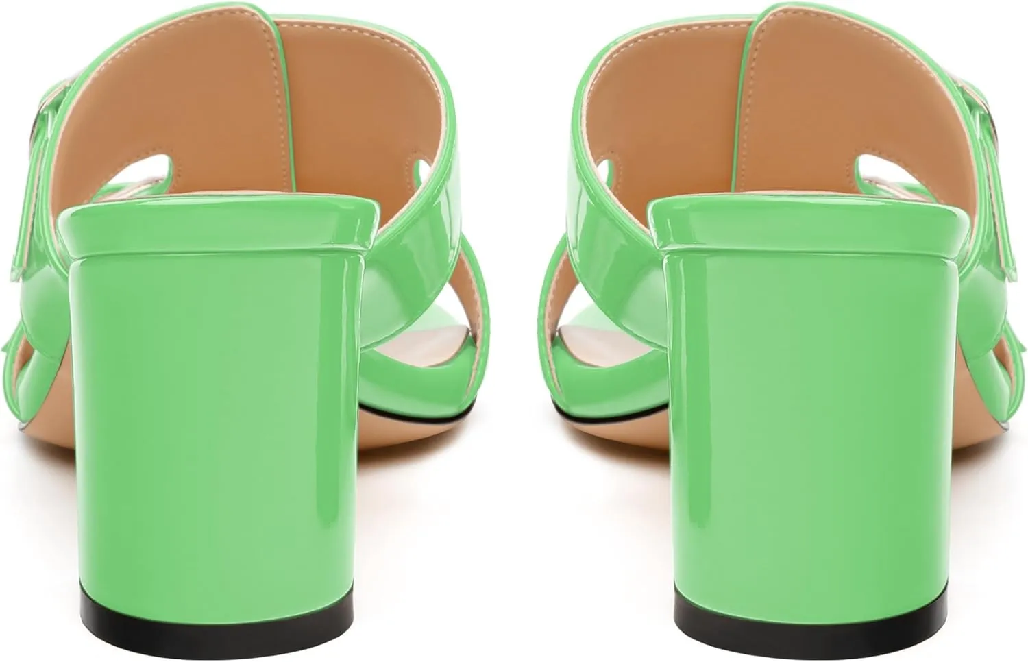Women's Sandals, Round Open Toe Mid Heels, Slip On Fashion Buckle Heeled Sandal for Working Party Wedding