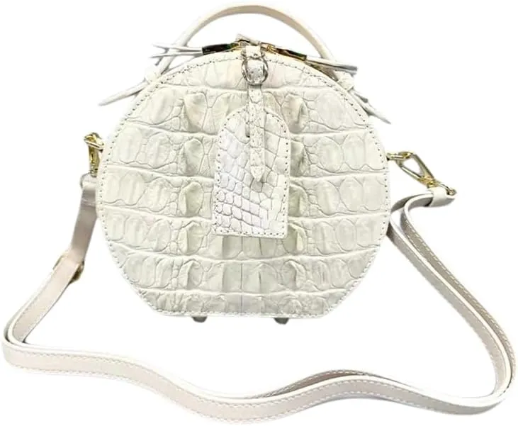 Women's Shoulder Bag, Alligator Leather, Handbag, Alligator Leather, Women's, Shoulder Bag, White, Genuine Leather, Crossbody Bag, Large Capacity, Lightweight, Gift, Adjustable Shoulder Strap,