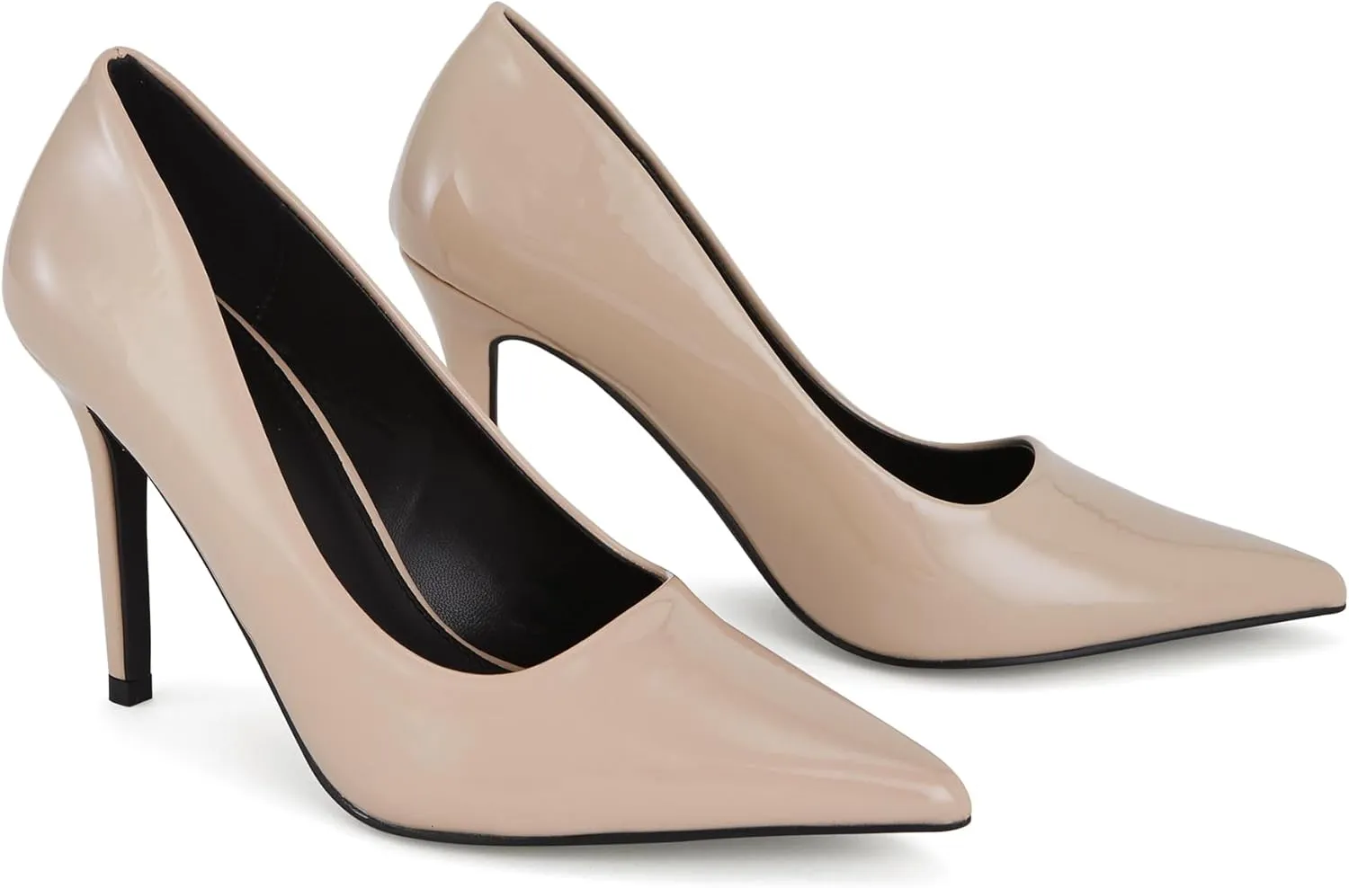 Women's Stiletto High Heels 3.7 Inch Closed Pointed Toe Pumps Slip On Classic Office Dress Shoes