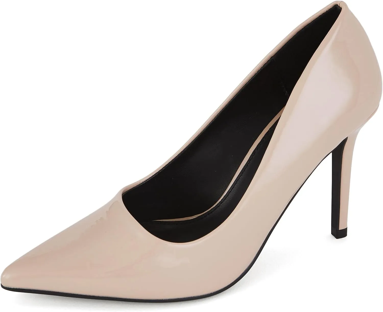 Women's Stiletto High Heels 3.7 Inch Closed Pointed Toe Pumps Slip On Classic Office Dress Shoes