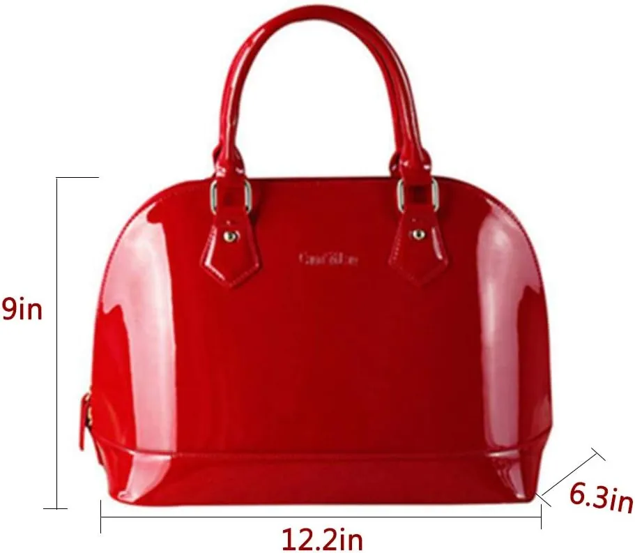 Women's Wild Patent Leather Top Handle Purse Elegant Handbag Multi-Pocket Shoulder Bag Red