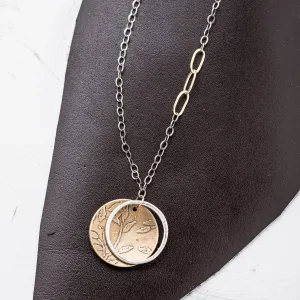 Yellow Bronze, Sterling, 14K Gold Fill Accents Mixed Metal Cherry Blossom Necklace