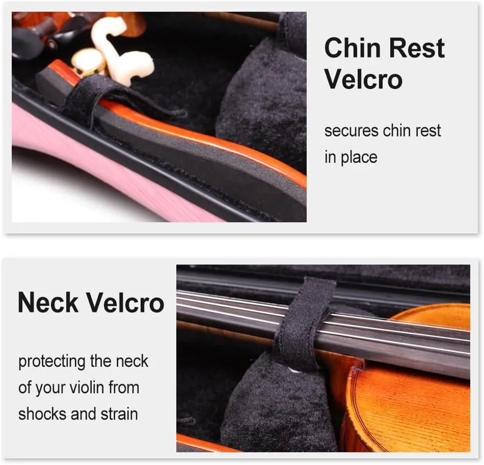 yinfente Violin Case 4/4 Full Size 1.9kg Carbon Fiber Half Round Shape Viloin Bag With Strap Combination Lock And Accessories Bag Pink