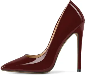YODEKS Womens Pointed Toe High Heels Slip On Stiletto Pumps Wedding Party Basic Shoes 12cm