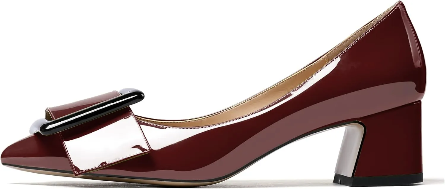 YODEKS Women’s Pointed Toe Pumps,2 Inches Chunky Block Heels Pumps,2 inches Classic Office Daily Dress Shoes