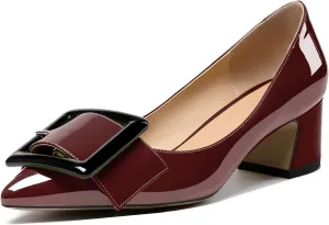 YODEKS Women’s Pointed Toe Pumps,2 Inches Chunky Block Heels Pumps,2 inches Classic Office Daily Dress Shoes