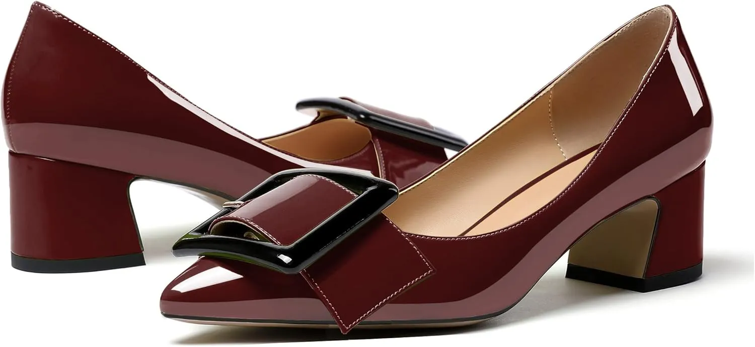 YODEKS Women’s Pointed Toe Pumps,2 Inches Chunky Block Heels Pumps,2 inches Classic Office Daily Dress Shoes
