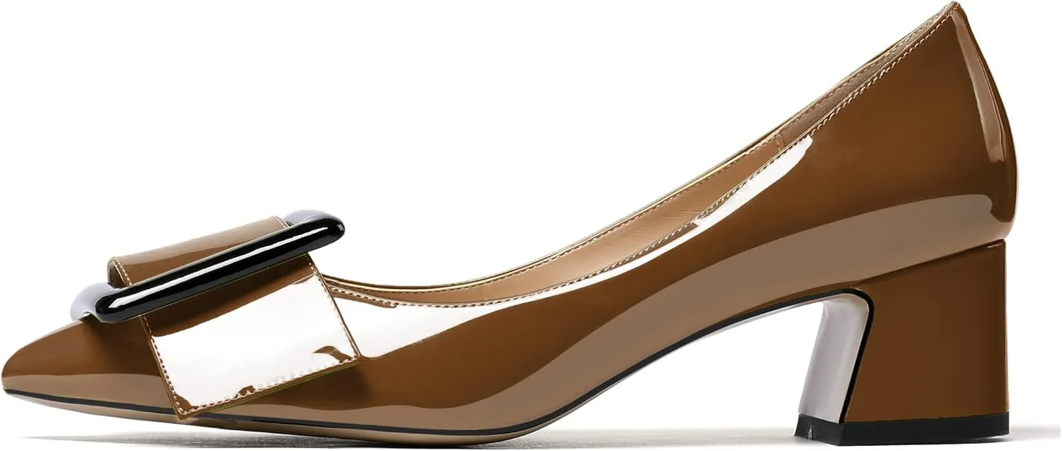 YODEKS Women’s Pointed Toe Pumps,2 Inches Chunky Block Heels Pumps,2 inches Classic Office Daily Dress Shoes