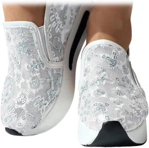 ZBYY Platform Wedge Sneakers for Women Mesh Air Comfort Chunky Hidden High Heels Slip On Loafers Breathable Walking Shoes