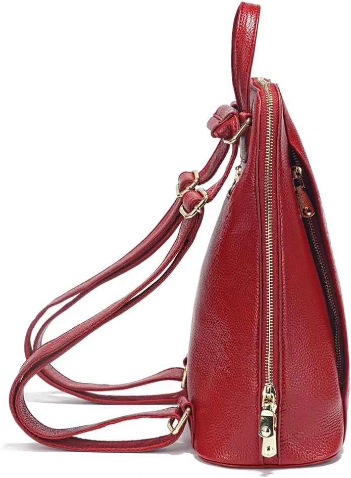 zency 100% Genuine Leather Knapsack Ladies Alligator Pattern Women Backpack For Work Laptop (Dark Red)