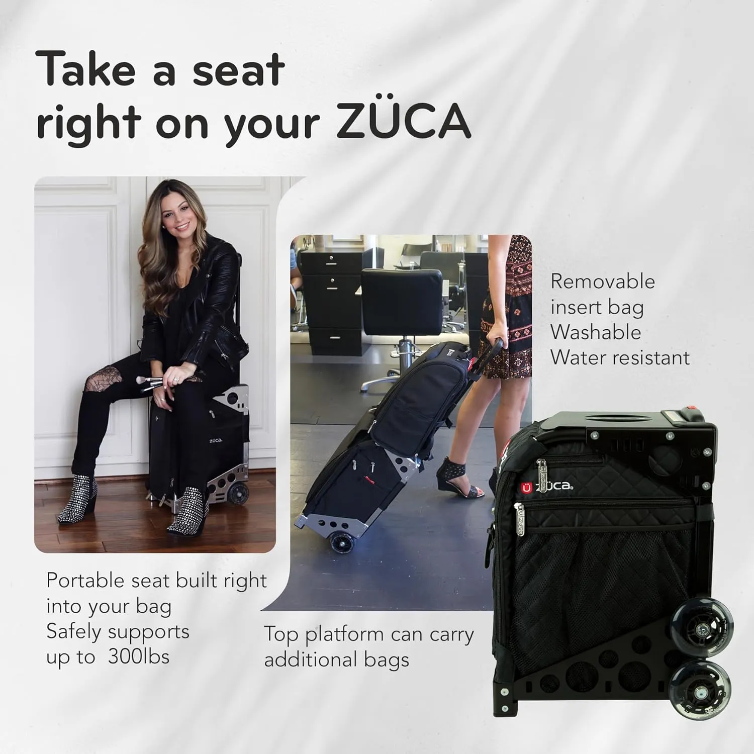 ZUCA Travel Cases for Artists and Professionals - Makeup Case with 5 Vinyl Utility Pouches, Travel Cover, 41" Telescoping Handle, Rolling Wheels & Sturdy Aluminum Frame for Makeup Artists and Creative