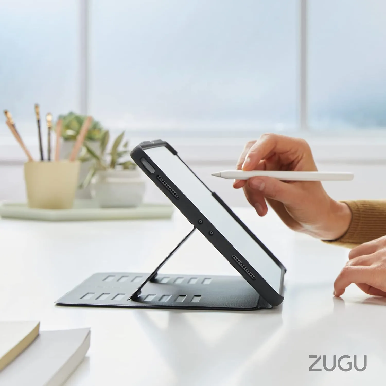 ZUGU CASE for iPad Air 11 (M3 2025 / M2 2024) iPad Air 4 & 5 10.9 Inch (2020/2022) - Protective, Ultra Thin, Magnetic Stand, Sleep/Wake Cover with Apple Pencil Charging & Storage - Olive Green