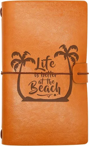 ZVMIS Beach Travel Journal,Record for Beach Life Memory,Beach Travel Adventure Awaits,Gifts for Who Like Beach Life,Life is Better at the Beach-Beach Camper Gift-Refillable Travel Photo Diary Journal